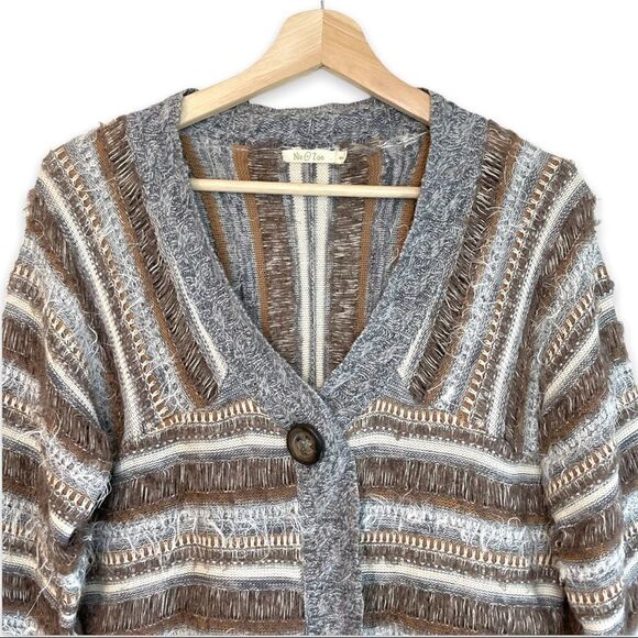 Nic + Zoe Striped Eyelash Cardigan Viscose Blend - Picture 2 of 9